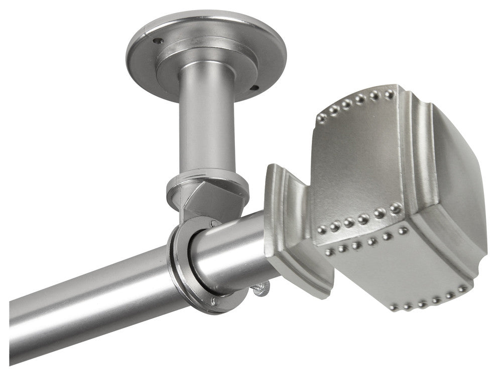 Studded Ceiling 1" Curtain Rod/Room Divider, Satin Nickel, 28-48"
