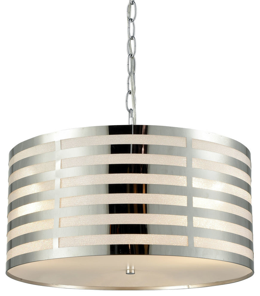 Metal Drum Modern Pendant Lighting Kitchen Chrome Finish