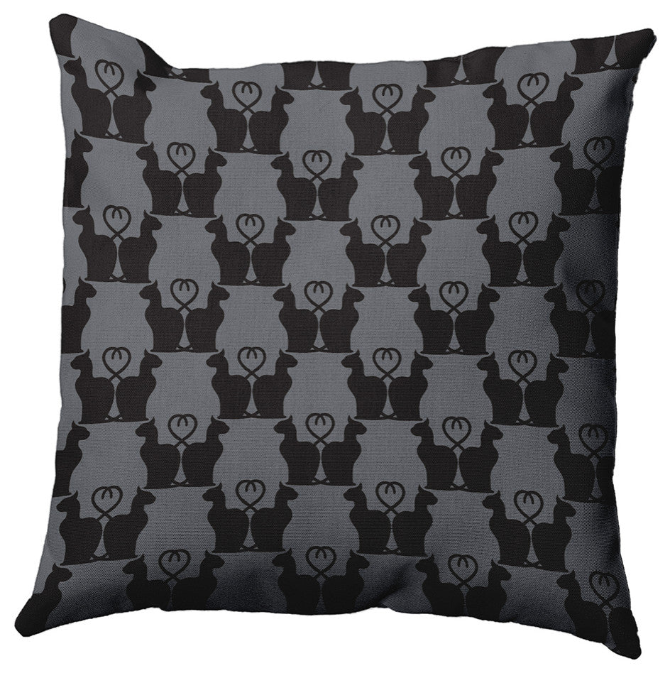 18" x 18" Cat Clowder Decorative Throw Pillow, Steel Gray