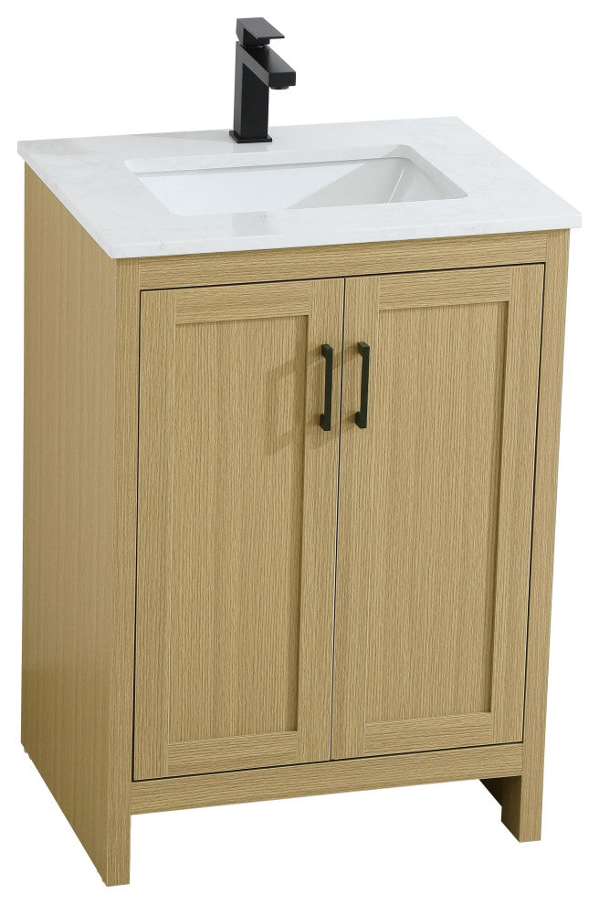 Home Living 24" Single Bathroom Vanity, Honey Brown