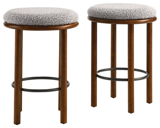 Fable Boucle Fabric Counter Stools - Set of 2 - Walnut Taupe