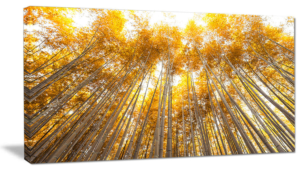 "Autumn Bamboo Grove in Yellow" Oversized Forest Wall Art, 32"x16"
