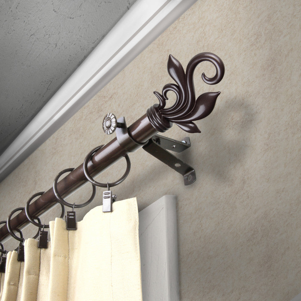 Giles 13/16 inch dia. Curtain Rod, Cocoa, 66-120"