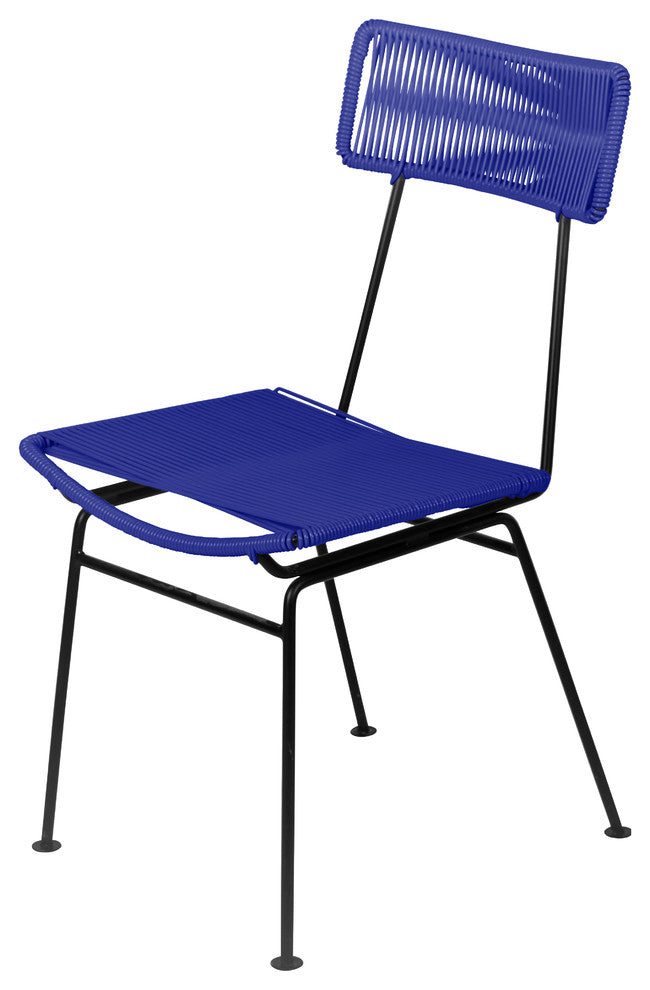 Hapi Indoor/Outdoor Handmade Dining Chair, Deep Blue on Black