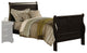 Paneled Full Size Bed with Sleigh Headboard and Footboard, Black