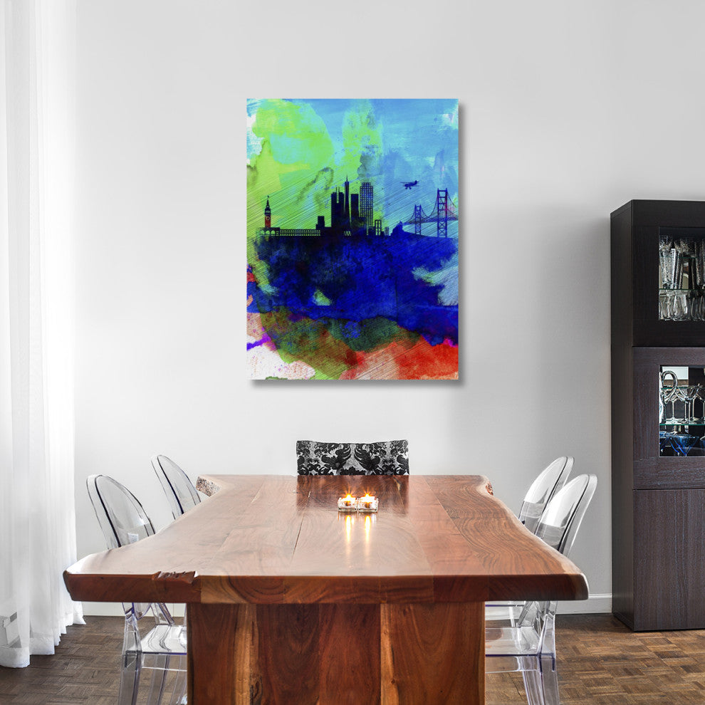 "San Francisco Watercolor Skyline 2" Fine Art Print