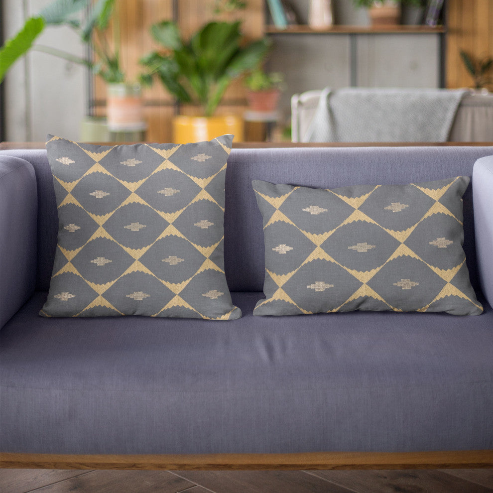 Plutus Blue Cube Diamond Luxury Throw Pillow, 24"x24"