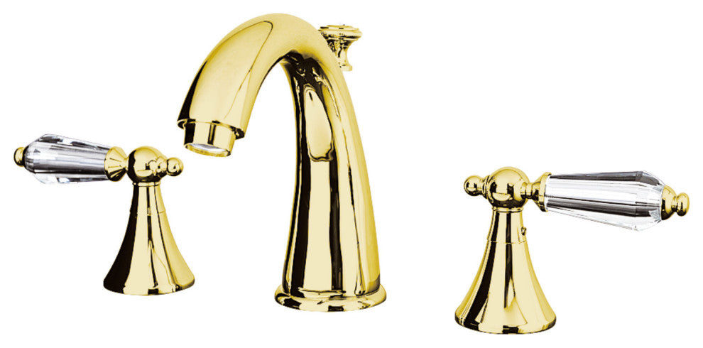 Kingston Brass Widespread Bathroom Faucet With Brass Pop-Up, Polished Brass