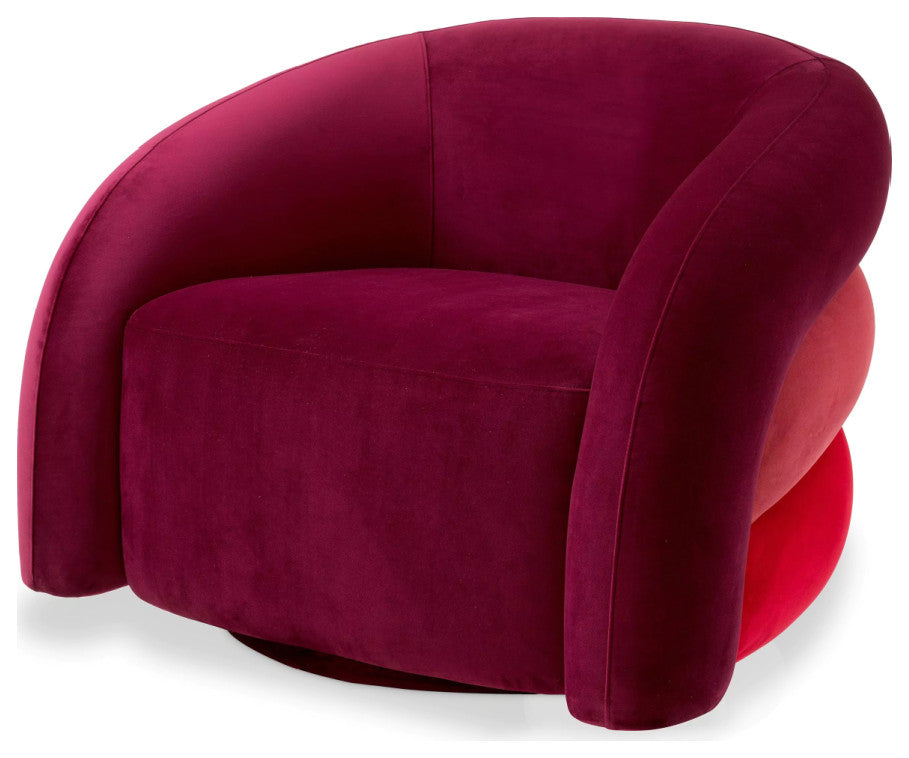 Curved Swivel Armchair | Eichholtz Novelle, Red