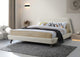 Henry Mid-Century Modern Upholstered Platform Bed, Beige, King