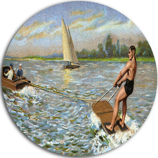 Water Skiing, Photography Disc Metal Artwork, 38"