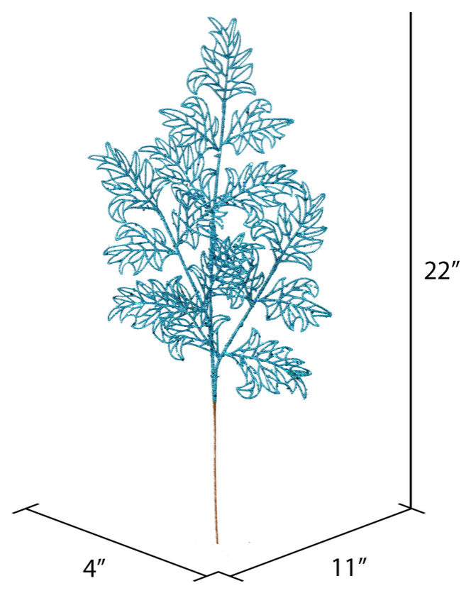 Vickerman L186212 Turquoise Glitter Lace Holly Leaf Artificial Christmas Spray