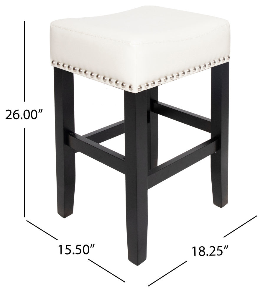 GDF Studio Ralph Off-White Leather Backless Counter Stool, Set of 2