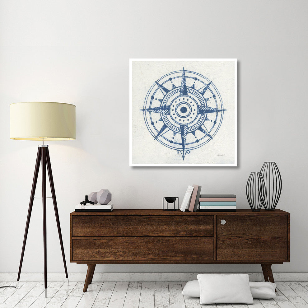 "Indigo Gild Compass Rose I" Digital Paper Print by Kathrine Lovell, 42"x42"