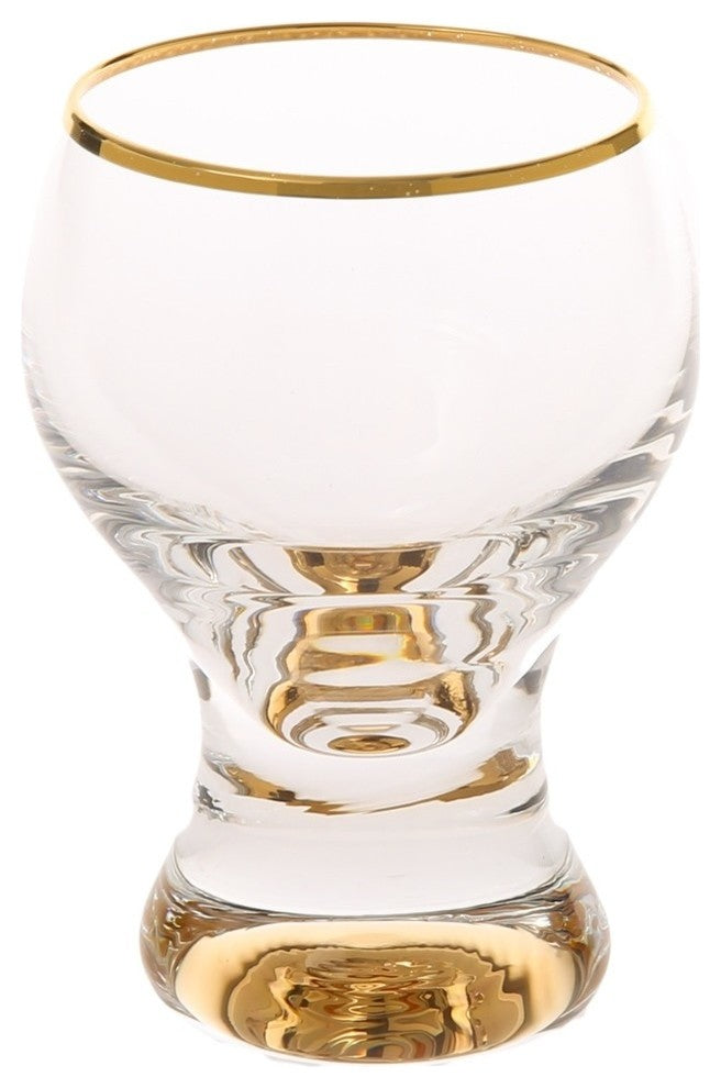 Classic Touch Liquor Glasses With Gold Stem And Rim, Set of 6