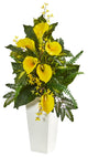 39" Calla Lily, Forsythia and Mixed Greens Artificial Arrangement