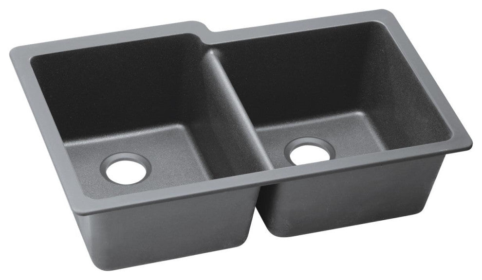 ELGU250RGS0 Quartz Classic 33" x 20-1/2" Double Bowl Undermount Sink, Greystone