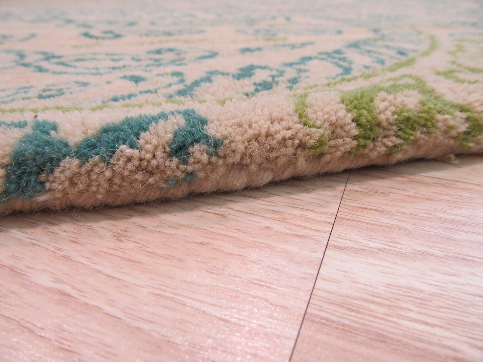 Green Transitional Paisley Jain Area Rug