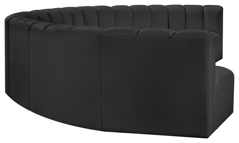 Arc Vegan Leather Upholstered 8-Pc. Inward Curved Modular Sectional, Black