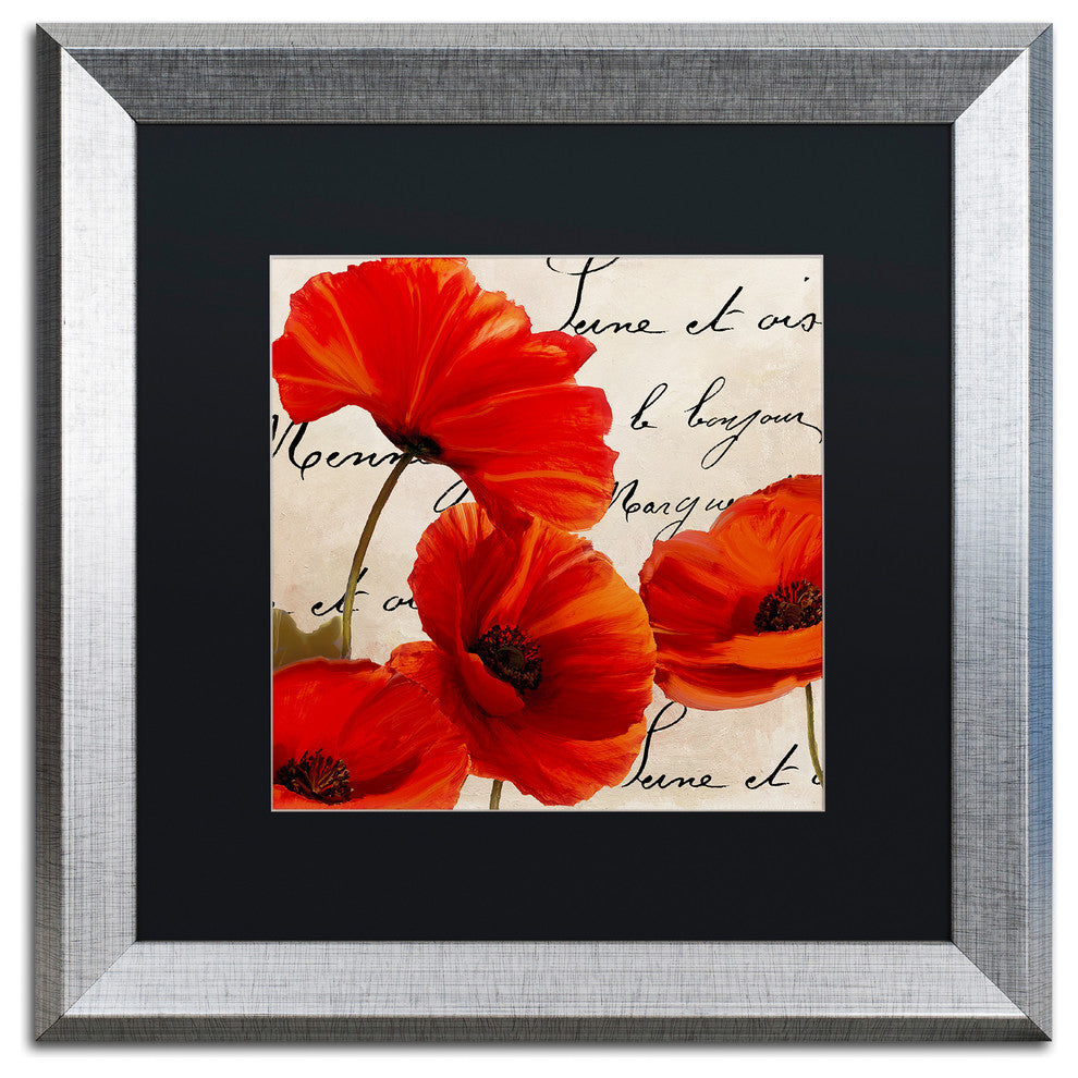 Color Bakery 'Coquelicots Rouge I' Art, Silver Frame, Black Matte, 16"x16"