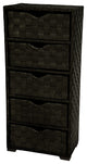 Natural Fiber Chest of Drawers, Five Drawer, Black