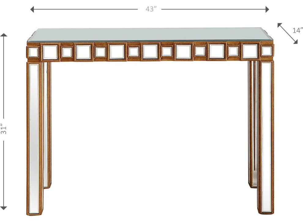 Square Reflective Mirror Console Table