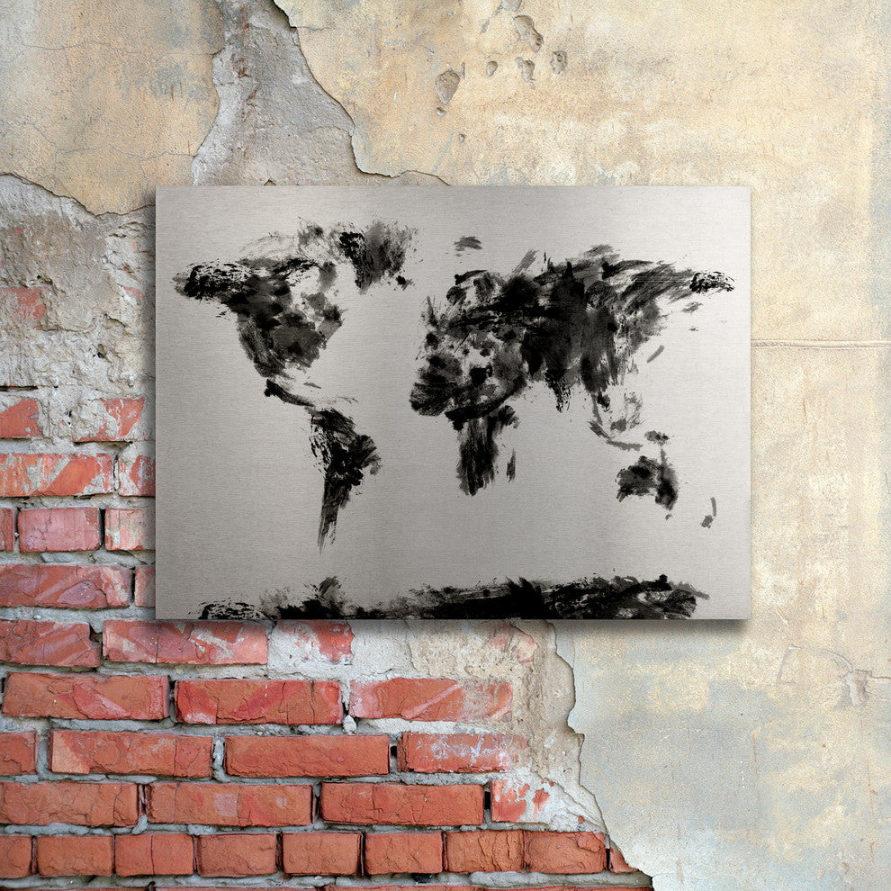 Michael Tompsett ''Abstract Map'' Floating Brushed Aluminum Art, 22x16