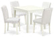 5Pc Square 36" Table, Four Parson Chair, White Leg, Pu Leather Color White