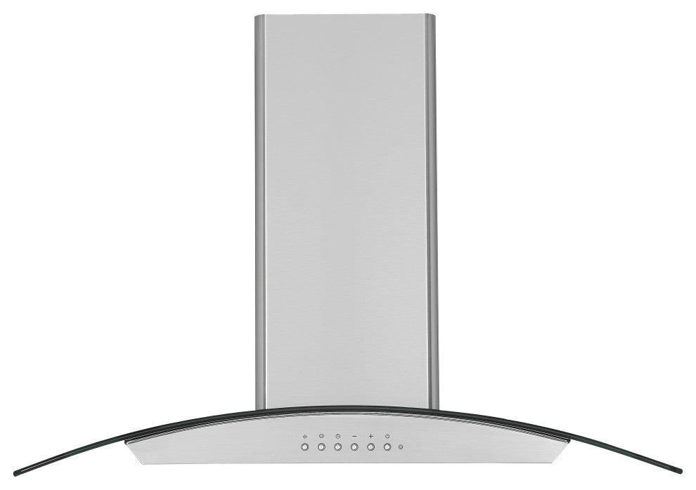 Ancona Convertible Island Glass Canopy Range Hood, Night Light Feature, 36 in.
