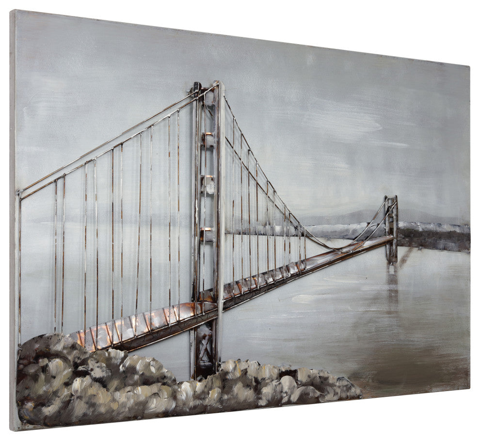 "The Golden Gate Bridge" Mixed Media Iron Hand Painted Dimensional Wall Art