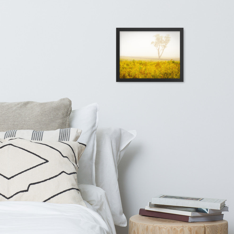 Dreams of Goldenrod and Fog Landscape Framed Photo Paper Wall Art Prints, Black, 11" X 14"