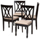 Narelle Sand Fabric Espresso Brown Finish Dining Chairs, Set of 4