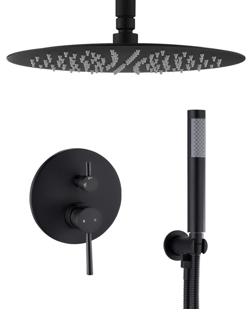 10"Ceiling Mounted Shower System, Matte Black