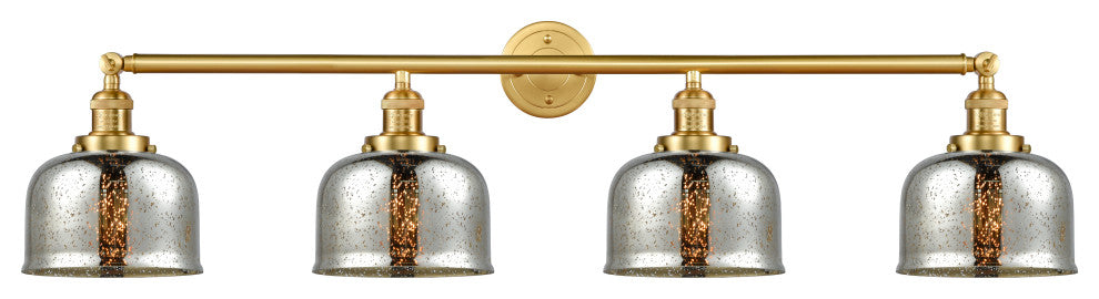 Large Bell 4 Light Bath Vanity Light, Satin Gold, Silver Plated Mercury