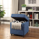 Lionel Linen Hidden Storage Castered Legs Ottoman Cube, Blue