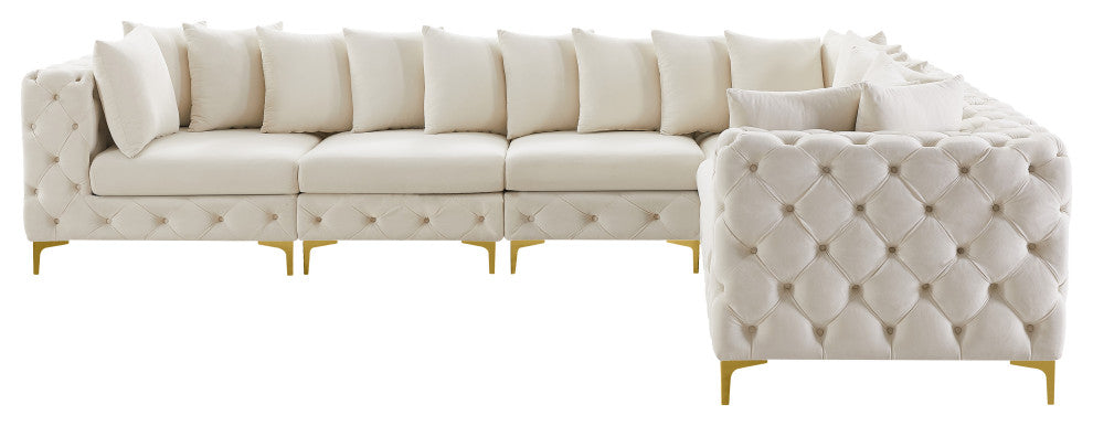 Tremblay Modular Sectional, Cream, L-Shaped, 6-Piece: Armless (3), Corner (3)