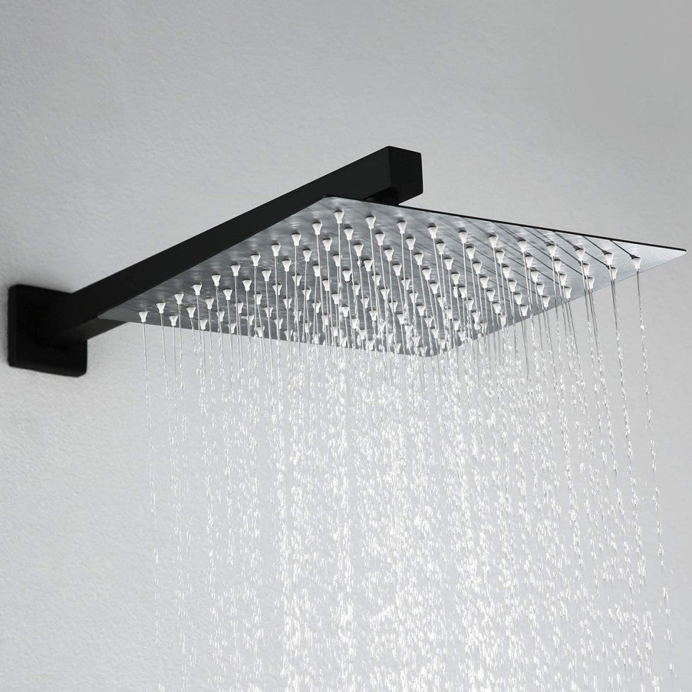 Wellfor Shower Set, 10 in Rain Shower Head With Handheld Shower and Valve, Black