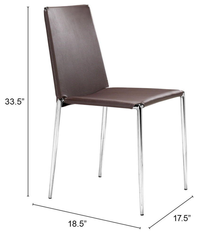 Dining Chair, Set of 4, Steel Metal, Fabric, Brown Black Chrome, Cafe Bistro