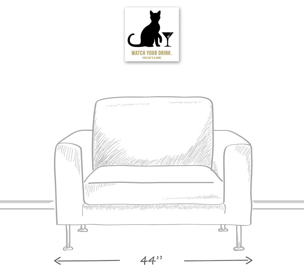 Designs Direct Creative Group Jerk Cat Martini 12x12 Canvas Wall Art