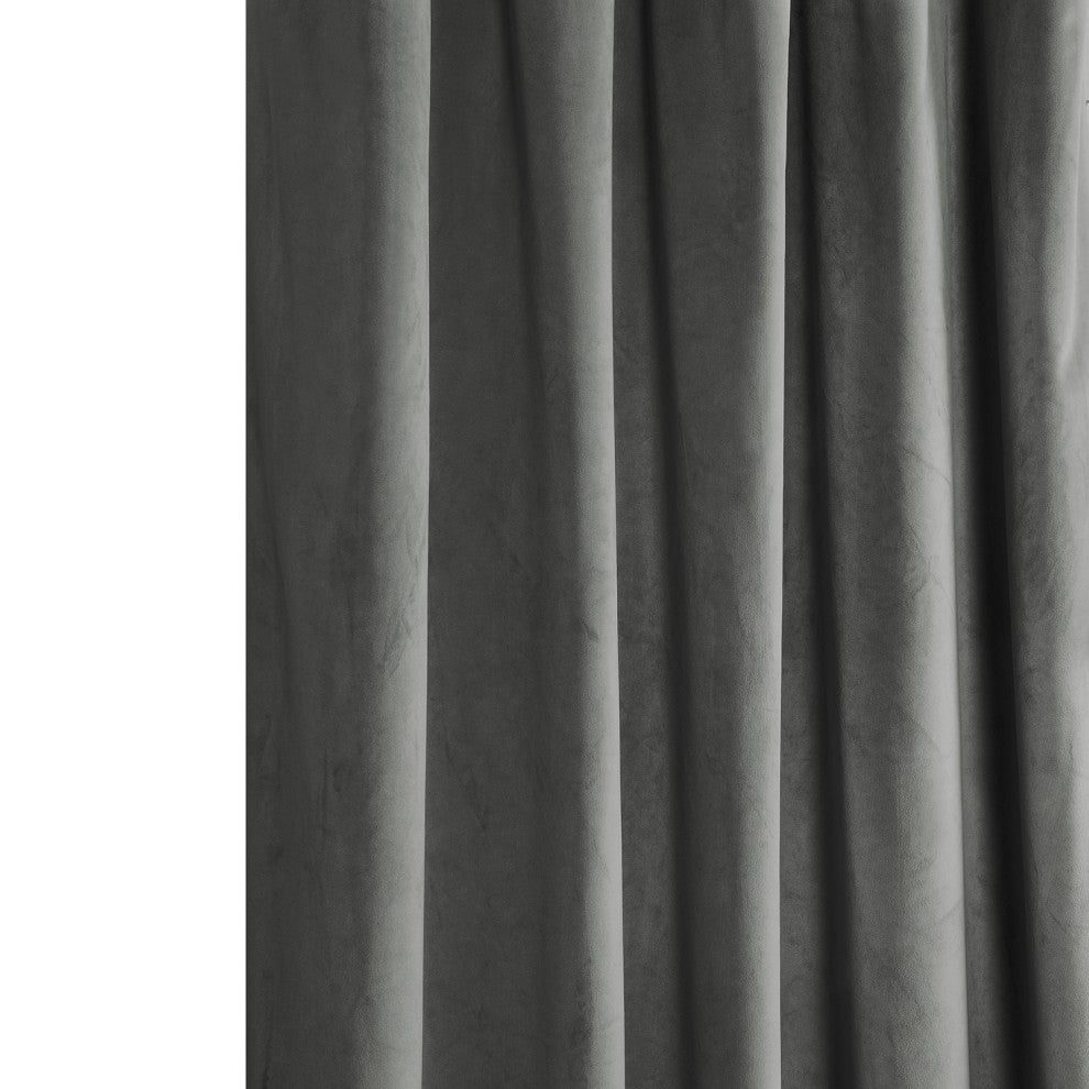 Heritage Plush Velvet Curtain Single Panel, Destiny Gray, 50"x96"