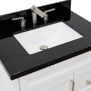 31" Single Sink Vanity, White Finish With Black Galaxy Granite