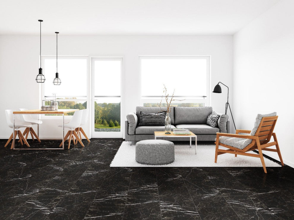 Regallo Marquina Noir 12X24 Matte Porcelain Tile, (4x4 or 6x6) Sample