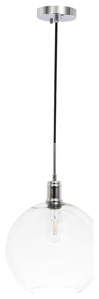 Living District Emett 1-Light Metal Pendant in Chrome and Clear Glass Finish