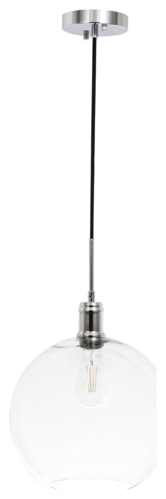 Living District Emett 1-Light Metal Pendant in Chrome and Clear Glass Finish
