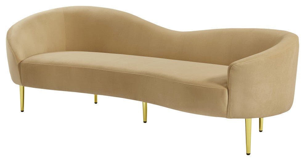 Ritz Velvet Upholstered Sofa, Camel