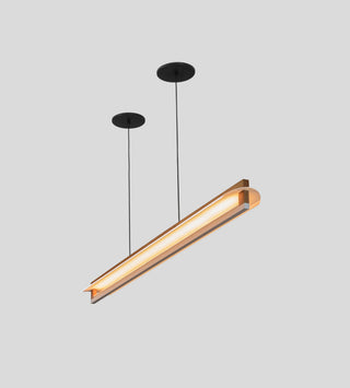 Nubis Linear Pendant, Walnut, Black Canopy, Split Canopy, Integrated LED, 2700k