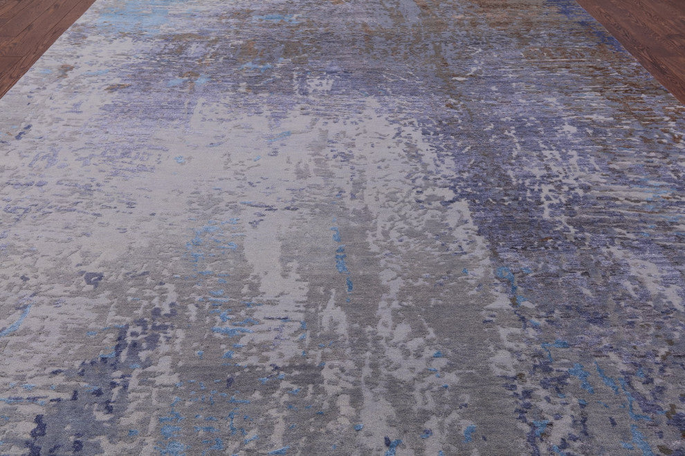9' 0" X 12' 2" Hand Knotted Wool and Silk Modern Rug Q7239