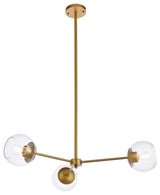 Brooke 32" Pendant, Brass With Clear Shade