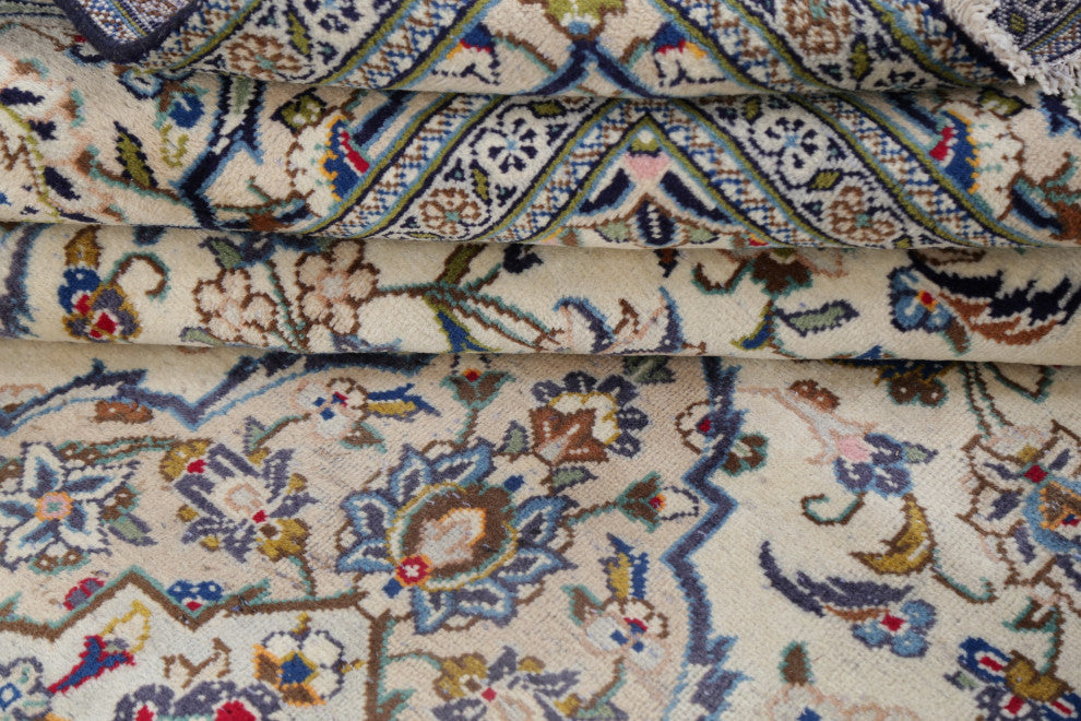 Consigned, Worn Oriental Vintage Traditional Persian Area Rug, Beige, 11'5"x8'1