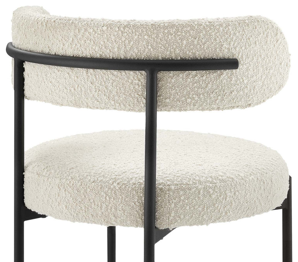 Albie Boucle Fabric Dining Chairs - Set of 2 - Ivory Black